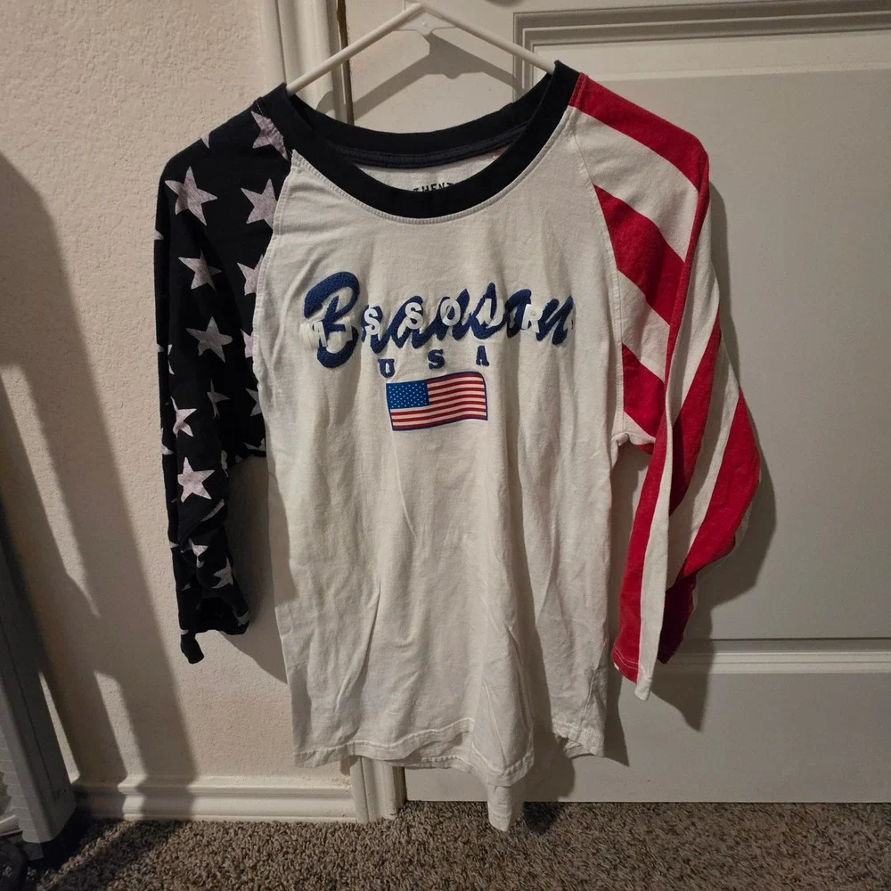 Pacific Surf Branson Missouri USA Patriotic Raglan Tee Stars Stripes Medium - Picture 2 of 7